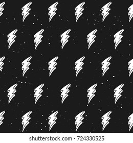 Vintage lightnings seamless pattern. Grunge Vector illustration. Great for cover, packaging, wallpaper, halloween decoration, cafe design, background or your business or art works