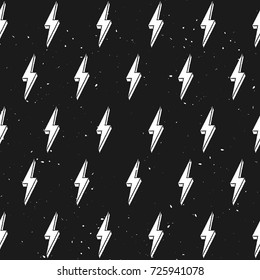 Vintage lightnings seamless pattern. Grunge Vector illustration. Great for cover, packaging, wallpaper, halloween decoration, cafe design, background or your business or art works
