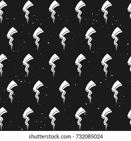 Vintage lightnings seamless pattern. Grunge Vector illustration on dark background. Great for cover, packaging, wallpaper, halloween decoration, cafe design, background or your business or art works