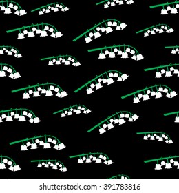 Vintage lilies of the valley back pattern seamless black