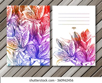 Vintage lily flowers backgrounds. Vector, EPS10