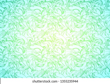 vintage lime, green background with floral elements and darkening to the edges in Gothic style. Royal texture,damascus, vector Eps 10