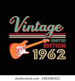 Vintage Limited Edition 1962 Retro Typography T-Shirt Design 