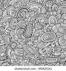 Vintage line art abstract decorative ornamental seamless pattern