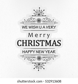 Vintage Line art based Greeting Card for Merry Christmas and Happy new year 2017 with creative Floral design and text of merry christmas 