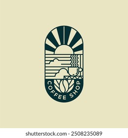 Vintage Line Art Coffee Cafe Cafeteria Logo Template