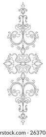 Vintage line art design elements with symmetrical floral ornaments