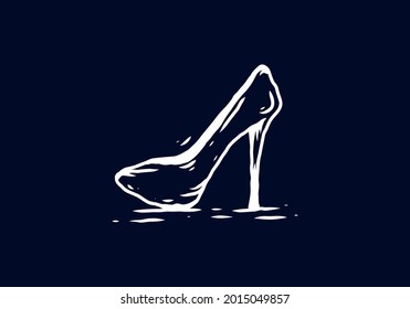 Vintage line art drawing of high heel design