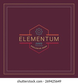 Vintage Line Art Geometric Logo Design Template. Vector Illustration