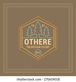 Vintage Line Art Geometric Logo Design Template. Vector Illustration