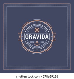 Vintage Line Art Geometric Logo Design Template. Vector Illustration