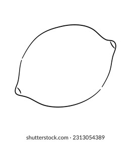 Vintage line art icon with Lemon sketch isolated on white background. Hand drawn vector illustration for web design.