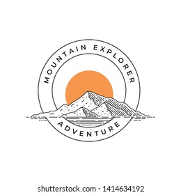 vintage line art mountain logo