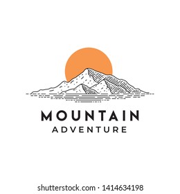 vintage line art mountain logo