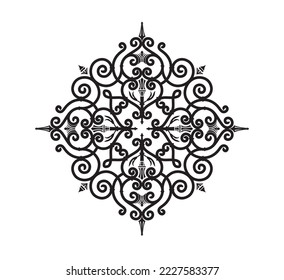 Vintage Line Art Pattern, Scroll Shape Design