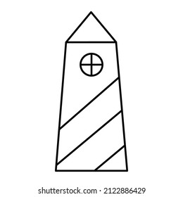 Vintage line art picture with tower fortress. Royal icon. Line art. Hand drawn. Vector illustration. stock image. 