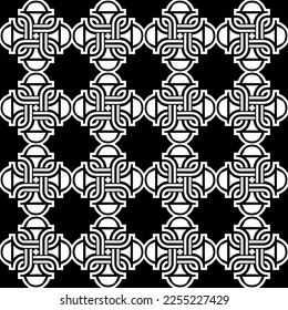 Vintage line art tracery vector seamless pattern. Ornamental abstract black and white monochrome background. Hand drawn doodle swirls ornament, curve lines. Isolated design.