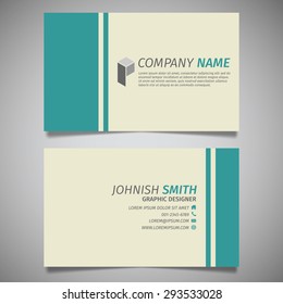 vintage line creative design simple business card green template vector