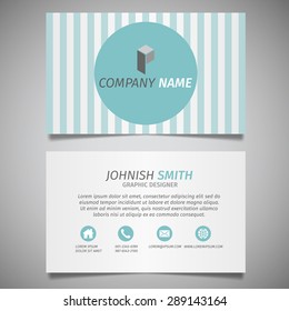 vintage line creative simple business card white and azure template vector