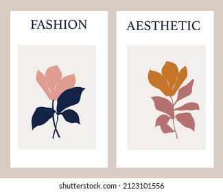 Vintage line cut botanical floral elements for wall decor, poster, banner, cover, logo, fabric, wallpaper.