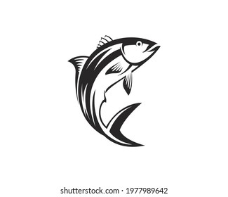 vintage line cut style of fish illustration