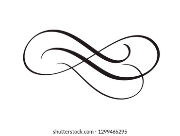 Vintage line elegant divider or separator. Vector Swirl and corner decorative ornament. Floral lines filigree design element. Flourish curl for invitation page illustration