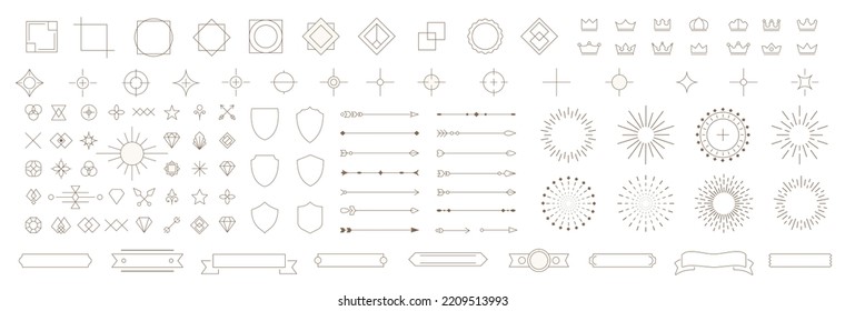 Vintage line elements set. Classic ornament frame. Retro design elements. Drawing geometrics line. Decoration, banners, posters, emblems, labels. Vector illustration.