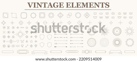 Vintage line elements set. Classic ornament frame. Retro design elements. Drawing geometrics line. Decoration, banners, posters, emblems, labels. Vector illustration.