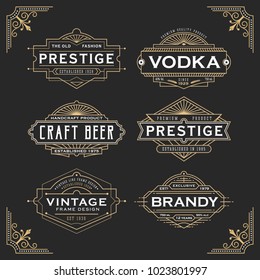 Vintage line frame design for labels, banner, logo, emblem, apparel, t- shirts, sticker and other design object. Vector illustration