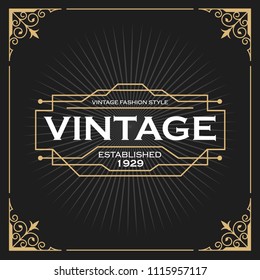 Vintage line frame design for labels, banner, logo, emblem, apparel, t- shirts, sticker and other design object. Vector illustration