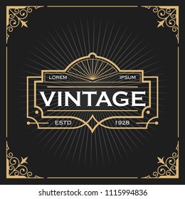 Vintage line frame design for labels, banner, logo, emblem, apparel, t- shirts, sticker and other design object. Vector illustration