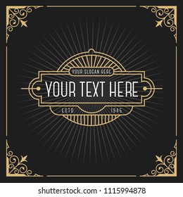 Vintage line frame design for labels, banner, logo, emblem, apparel, t- shirts, sticker and other design object. Vector illustration