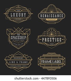 Vintage line frame design for labels, banner, logo, emblem, apparel, t- shirts, sticker and other design object. Vector illustration