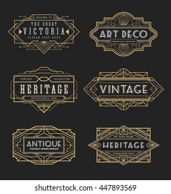 Vintage line frame design for labels, banner, logo, emblem, apparel, t- shirts, sticker and other design object. Vector illustration
