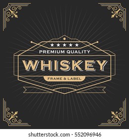 Vintage line frame design for labels, banner, logo, emblem, apparel, t- shirts, sticker and other design object. Vector illustration