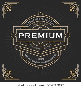 Vintage line frame design for labels, banner, logo, emblem, apparel, t- shirts, sticker and other design object. Vector illustration