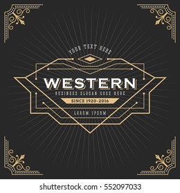 Vintage line frame design for labels, banner, logo, emblem, apparel, t- shirts, sticker and other design object. Vector illustration