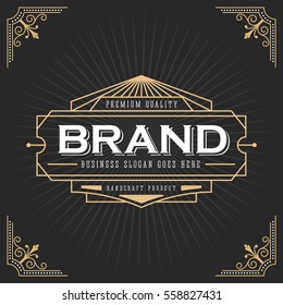 Vintage line frame design for labels, banner, logo, emblem, apparel, t- shirts, sticker and other design object. Vector illustration