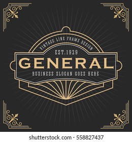 Vintage line frame design for labels, banner, logo, emblem, apparel, t- shirts, sticker and other design object. Vector illustration