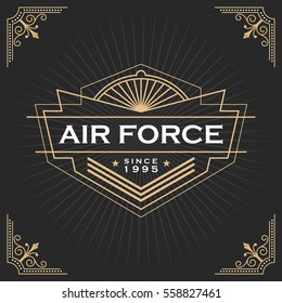 Vintage line frame design for labels, banner, logo, emblem, apparel, t- shirts, sticker and other design object. Vector illustration