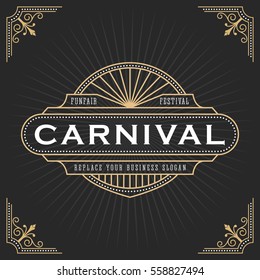Vintage line frame design for labels, banner, logo, emblem, apparel, t- shirts, sticker and other design object. Vector illustration