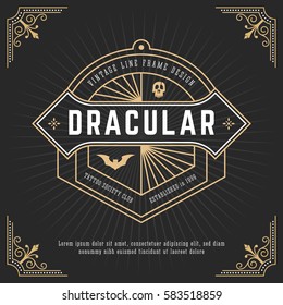 Vintage line frame design for labels, banner, logo, emblem, apparel, t- shirts, sticker and other design object. Vector illustration