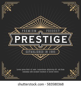 Vintage line frame design for labels, banner, logo, emblem, apparel, t- shirts, sticker and other design object. Vector illustration