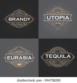 Vintage line frame design for labels, banner, logo, emblem, apparel, t- shirts, sticker and other design object. Vector illustration