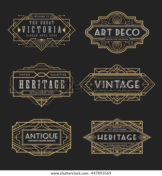 Vintage Line Frame Design Labels Banner Stock Vector (Royalty Free ...