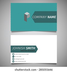 vintage line polygon creative simple business card white and green template vector