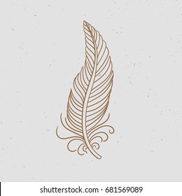 Vintage line quill pen. Vector illustration.