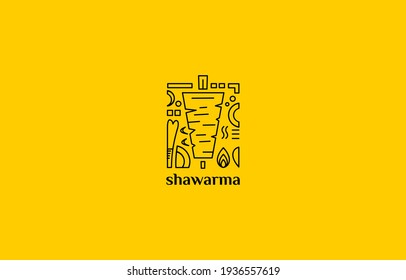 vintage line shawarma kebab doner logo ilustración apto para restaurantes o negocios de comida