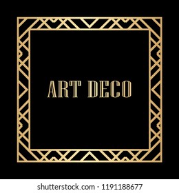 Vintage linear border. Geometric art deco style frame. Vector illustration.