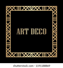 Vintage linear border. Geometric art deco style frame. Vector illustration.